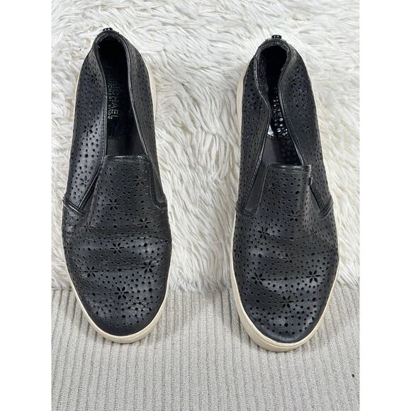 Michael Michael Kors Slip-On Shoes Womens Size 9 Black Perforated Leather Flats - Picture 1 of 8